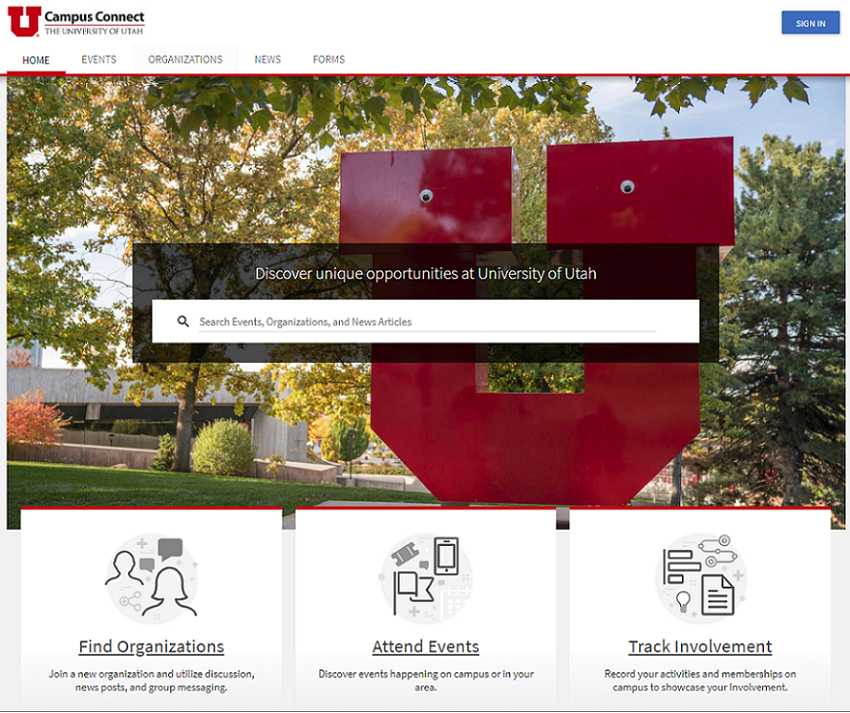 Screenshot of Campus Connect Webpage